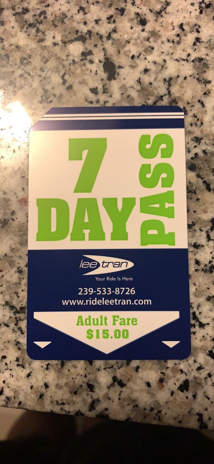 7 Day Bus pass