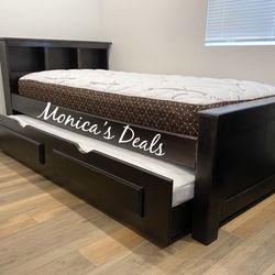 Twin Solid Wood Bed With Twin Trundle And Both Mattresses $660