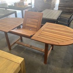 NEW OPEN BOX | Oval Extendable Outdoor Dining Table | 100% FSC Solid Wood | Closeout Deal