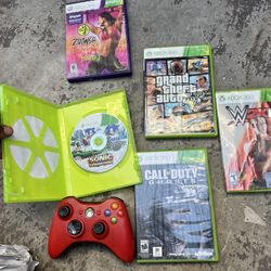 Xbox 360 Controller And 7 Games 