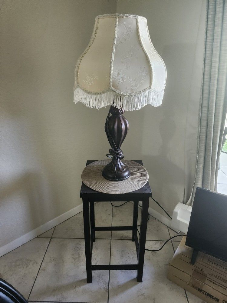 Table , Lamp , & Lamp Shade All For -$18.88- Firm