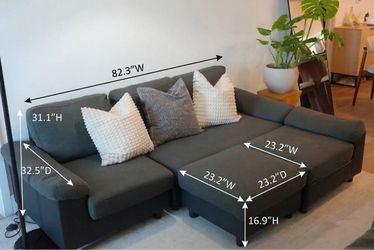 【Moving sale】Japanese 3-Seat Grey Fabric Sofa / Couch - Excellent Condition