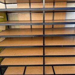 6 Foot Wooden Shelf With Rolling Wheels At The Bottom