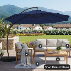 Navy Blue Cantilever Offset Patio Umbrella