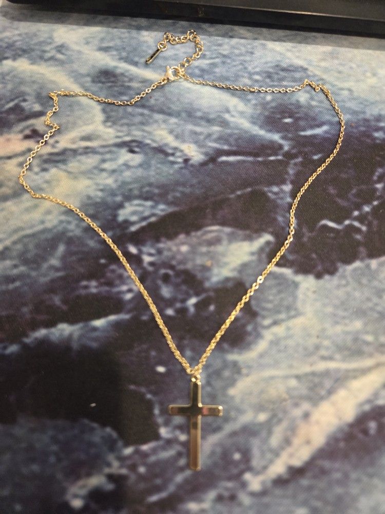 2 gold plated adjustable cross necklaces