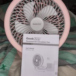 Geek Aire Rechargeable Oscillating Fan With Nightlight 