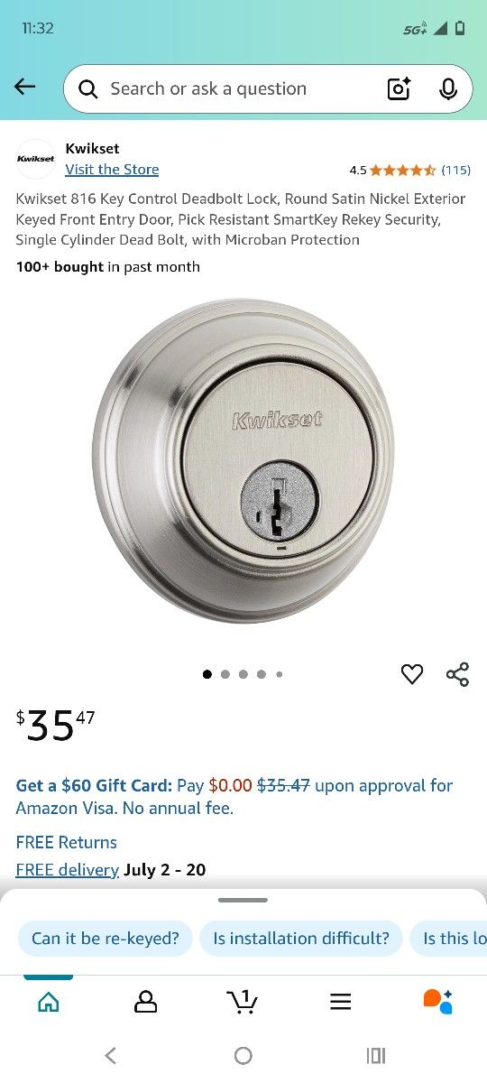 Kwikset 816 Key Control Deadbolt Lock Brand New