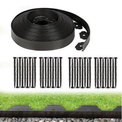 Landscape Garden Flexible Edging Border with Stake for Flower Plant Lawn Pathway Size 100ft x 1.5" New Condition 