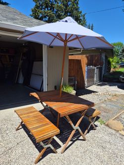 Vintage MCM FOLDING 5 Piece Camp/Picnic Table SET-Excellent Condition!