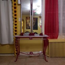 This Metal Accent Table With Two Mirrors Are In Good Condition 