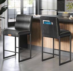 Collection - Bar Stools Collection - Bar Stools Set of 4 Counter Height Stools with Backs, 26.4-Inch Barstools Chairs, Synthetic Leather with Stitchin