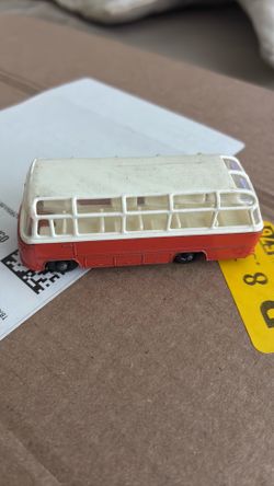 vintage Matchbox Lesney No. 68 Mercedes Coach die-cast bus, likely produced around 1965.