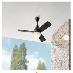 CLEARANCE** 46 Inch Indoor/ Covered Outdoor Matte Black Modern Ceiling Fan w/ LED and Remote Control