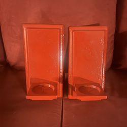 Red Spray Painted Candle Holders
