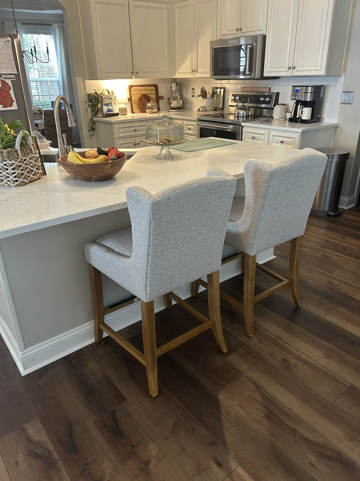 Better Homes & Gardens Windsor Upholstered Wingback Counter Stool 2 Pack, Wheat