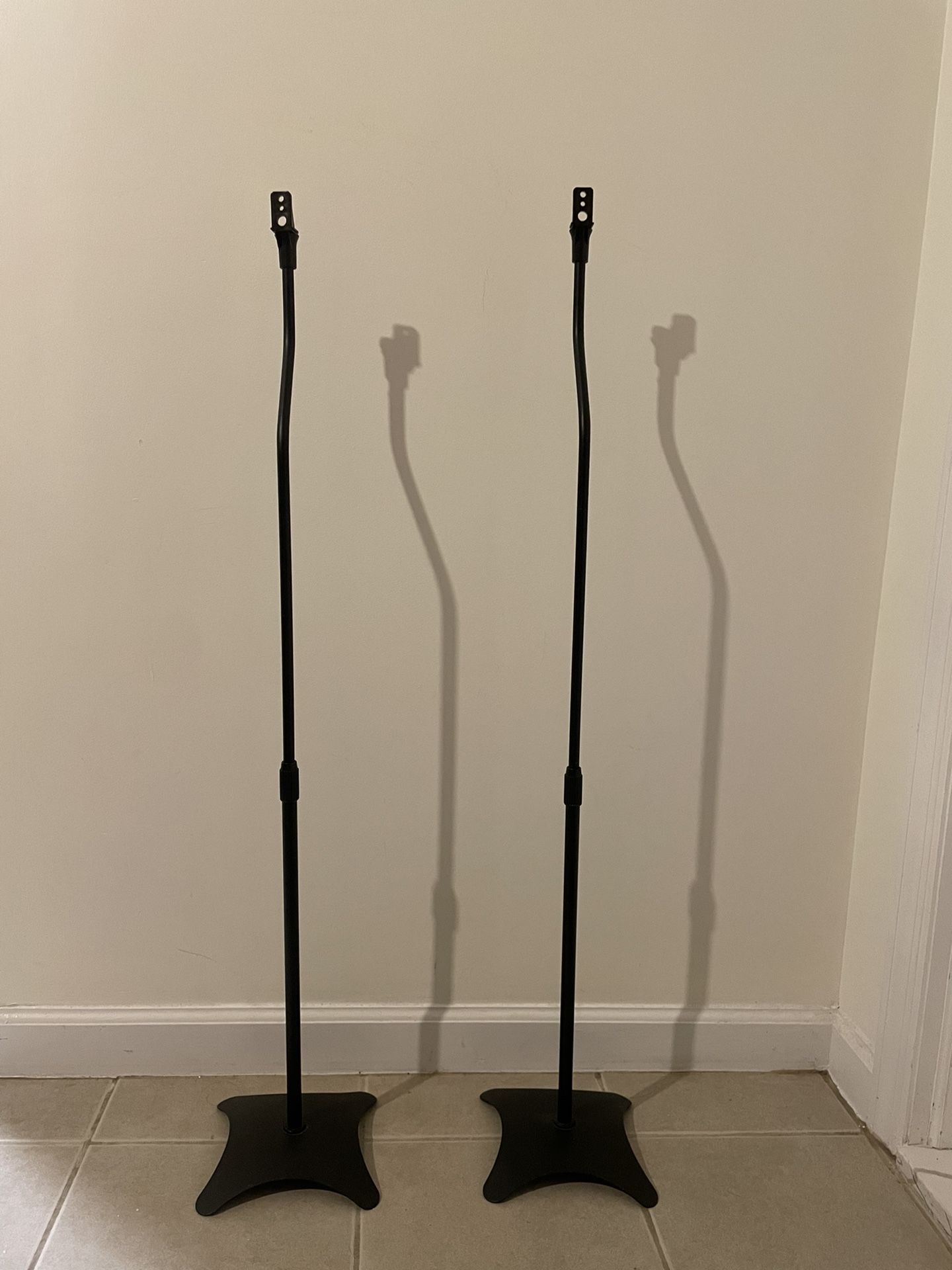 Monoprice Satellite Speaker Floor Stands - Black (Pair) Supports Up to 5 Lbs. Each, Height Adjustable (26.8 to 43.3 Inches)