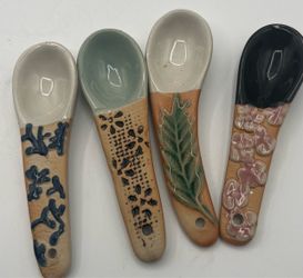 Handmade Stoneware Botanical Spoons Set of 4