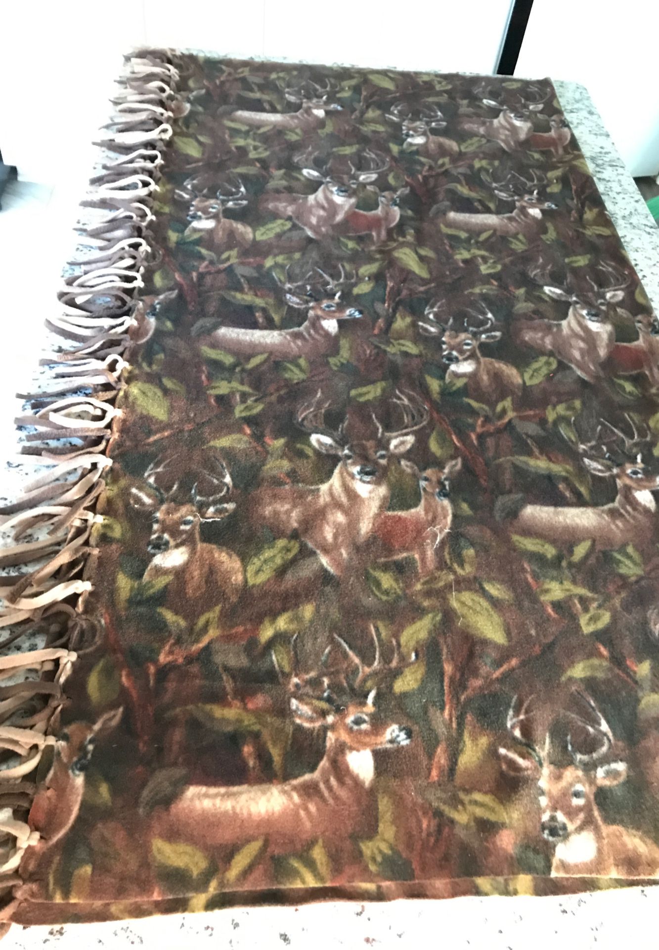 Handcrafted fleece blanket 5’ x 6’ Deer Bucks and Does