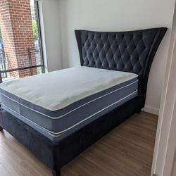 Brand New Black Upholstered Tall Tufted Headboard In King  & Queen Size Bed Frame - Mattress | Pay After Delivery 🚚