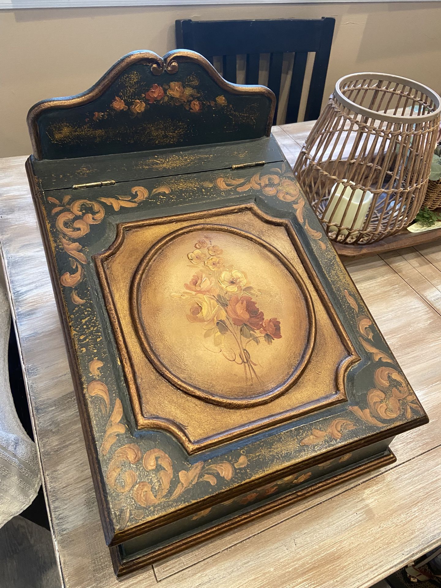 Slant Front Antique Desk Is