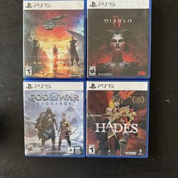 PS5 game lot - hades, final fantasy rebirth, god of war ragnarok, diablo 4