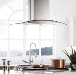 Brand New ZLINE 36” Convertible Island Mount Range Hood – Stainless Steel & Glass (GL5i-36)