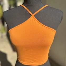 Orange cross halter top