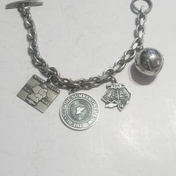 Silver link charm bracelet