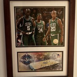USPS  First Day Boston Celtics Print, Kevin Garnett, Ray Allen & Paul Pierce Stamped New Orleans