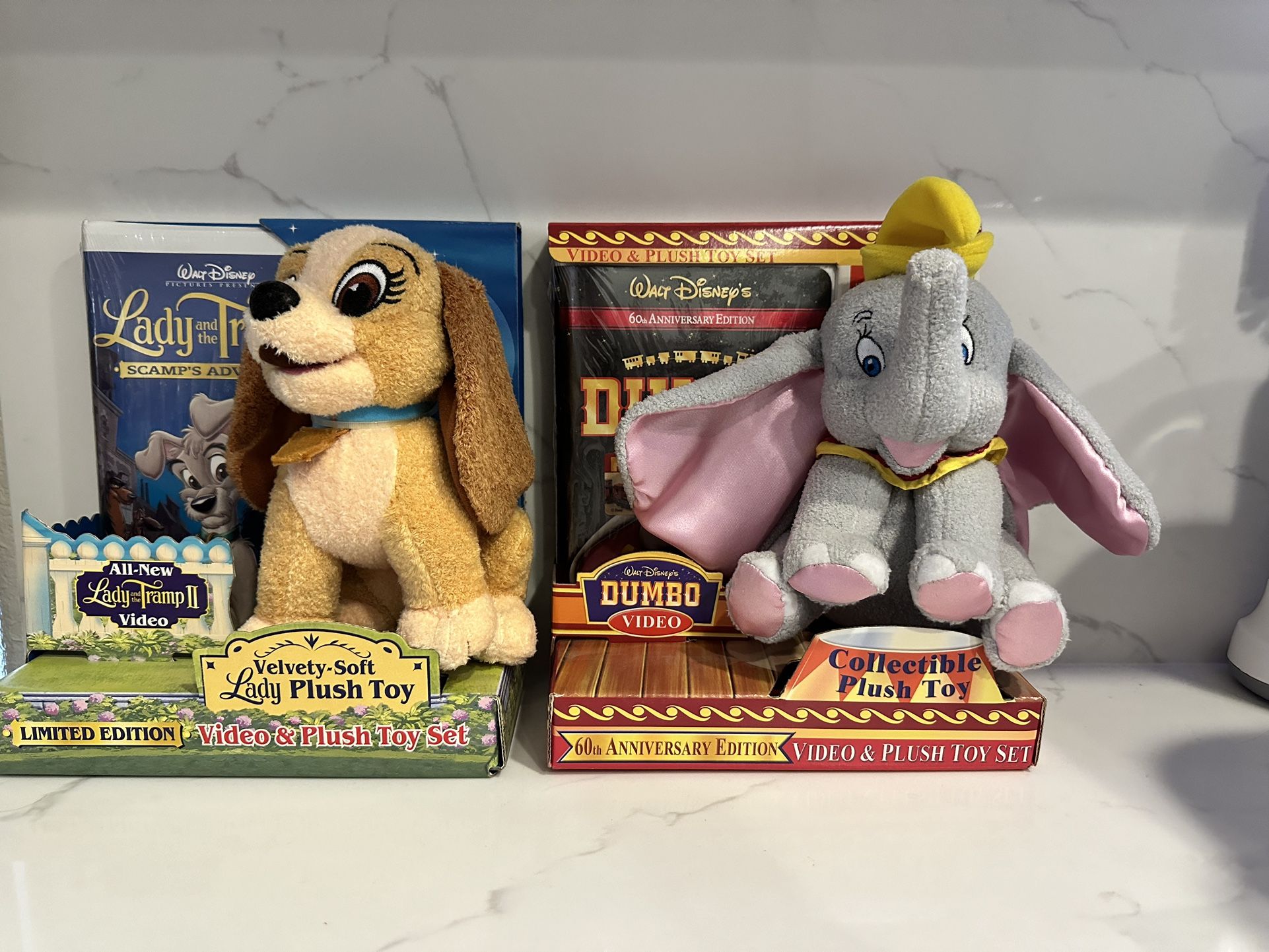 Dumbo, Lady And The Tramp 2 VHS Collector Plushy Edition
