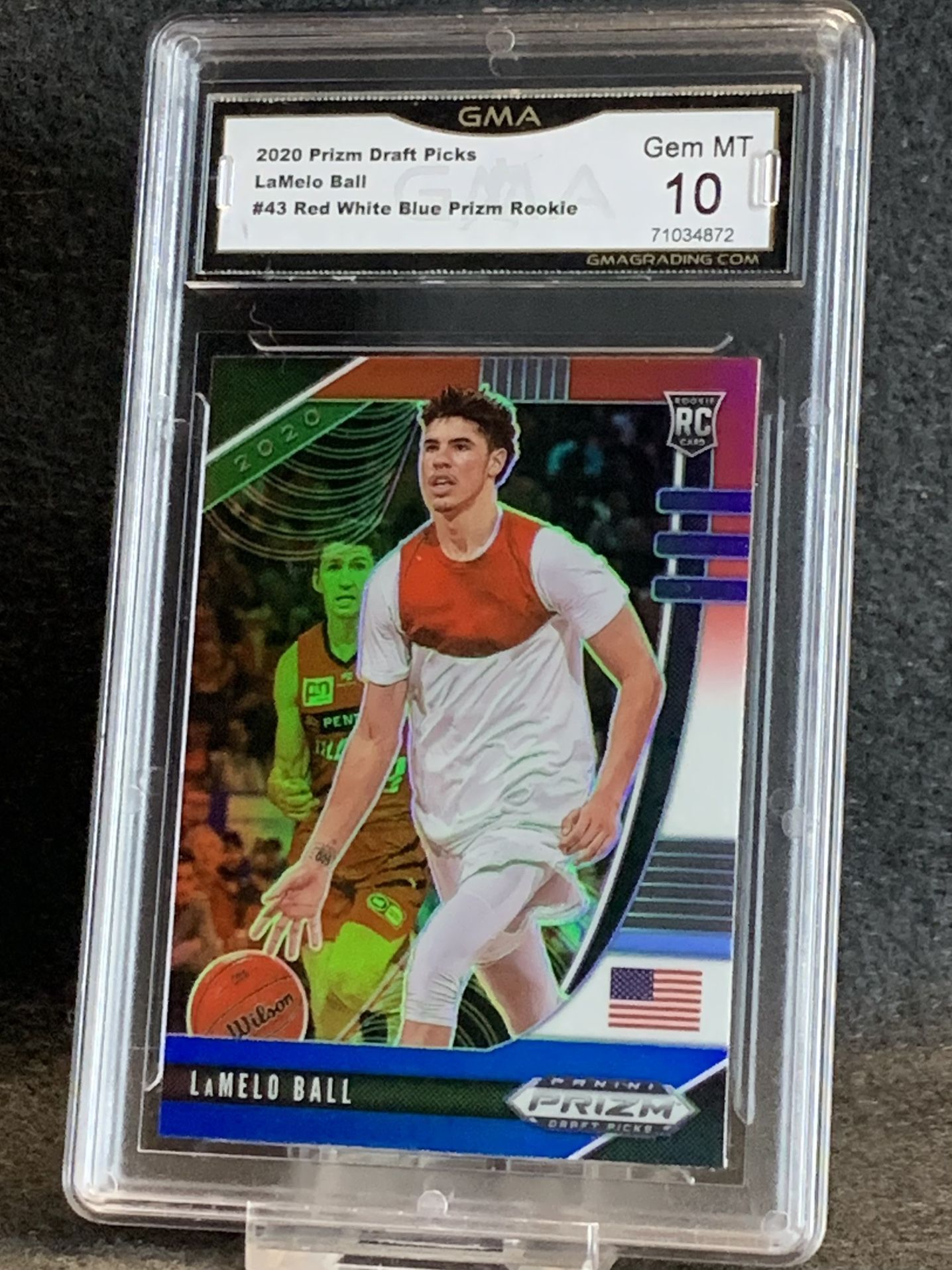 2020 Prizm Draft Picks π₯ Lamelo Ball π₯ Red White & Blue Prizm Rookie GMA 10 Mint π - Charlotte Hornets