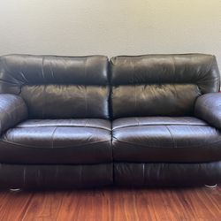 Brown Leather Dual Power Reclining Sofa