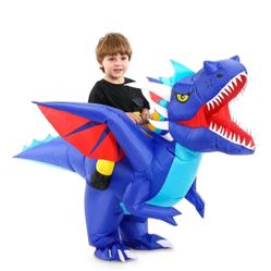Inflatable Blue Dragon Costume - Brand New - Kids Size Halloween Party Dress Up
