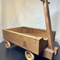 Wooden Handmade Pull Cart / Rustic Wooden Wagon – Vintage Style