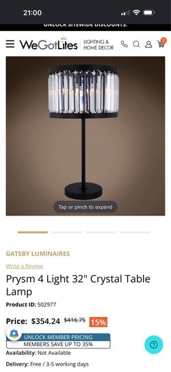 Brand New Tall Black Iron and Crystal Table Lamps