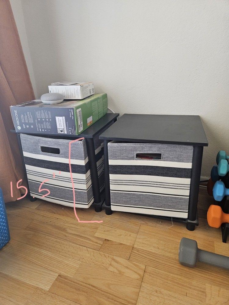 Side Table Cube Storage With Fabric Cube