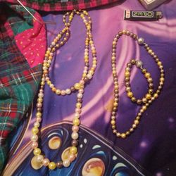 Double Layer Pearl Necklace Pearl Necklace And Bracelet Set