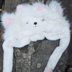 Plush Animal Hat with Moving Ears – Squeeze Paw Hat – Cute Fuzzy Hat