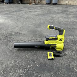 RYOBI40V 110 MPH 525 CFM Cordless Battery Variable-Speed Jet Fan Leaf Blower with 4.0 Ah Battery and Charger.