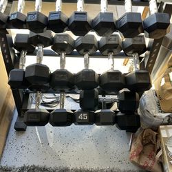 5-50 dumbbell set (Hex) with rack