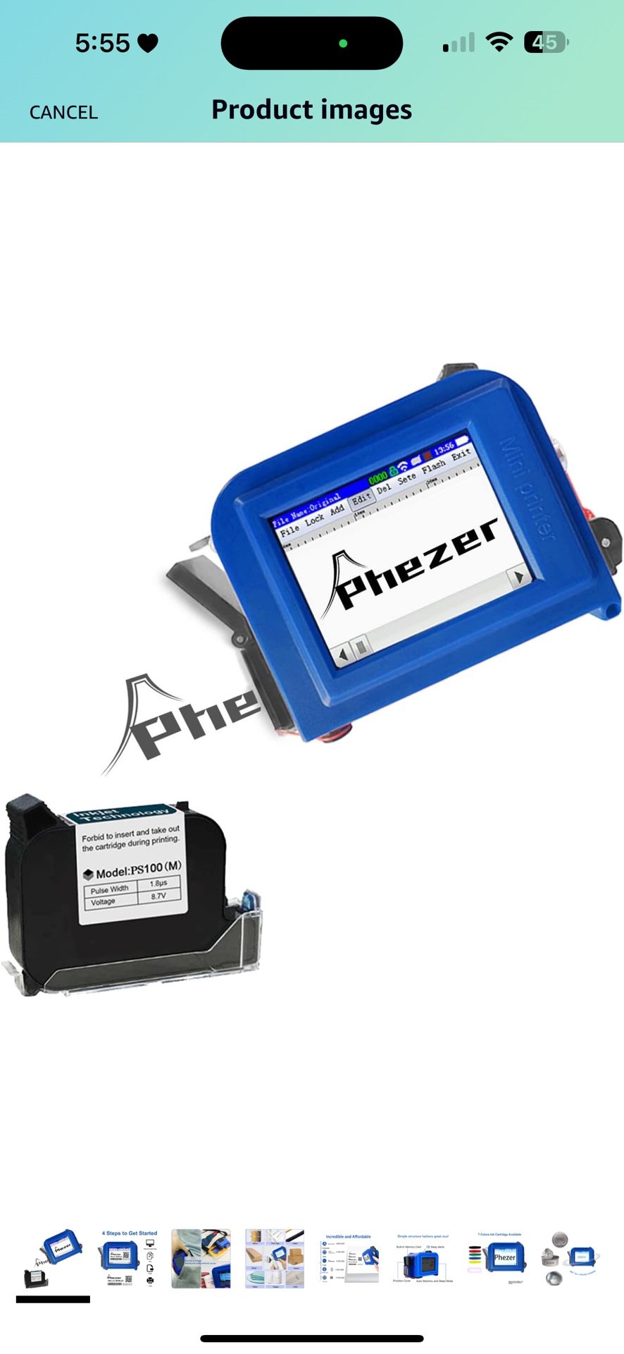 Phezer Mini Handheld Inkjet Printer