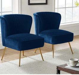 Upholster Accent Blue Velvet Chair