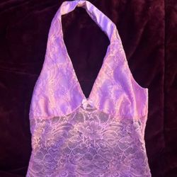 Lace Halter Neck Top Pink 