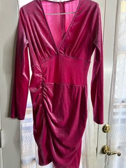 Pink Velvet Long Sleeve Mini Dress