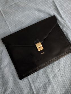 Bally Womens Black Clutch Gold Hardware Lock Closure Solid Rectangle
