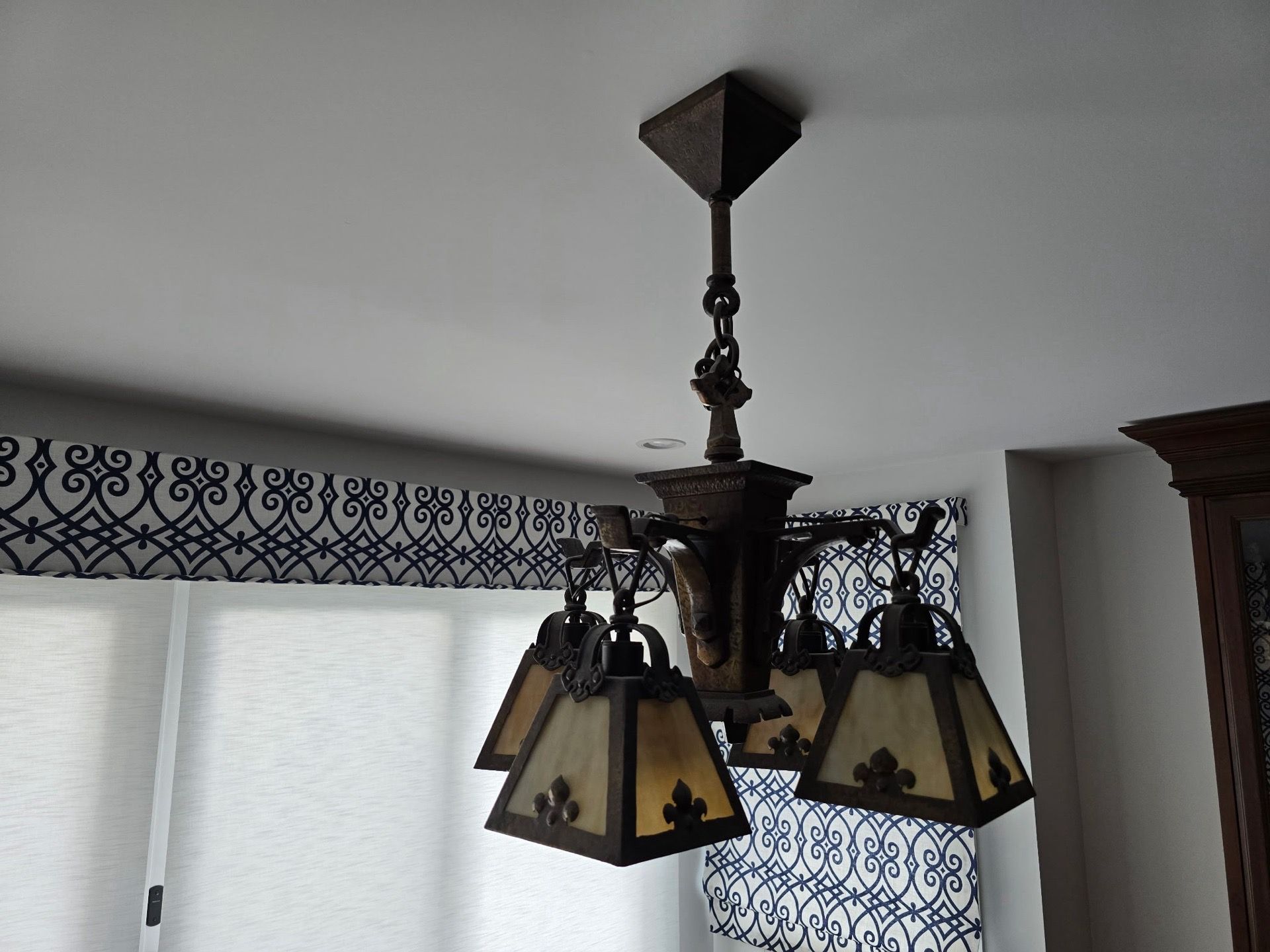 Antique Arts & Crafts Slag Glass Chandelier