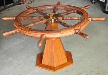 VTG Repurposed Ship's Wheel Coffee Table