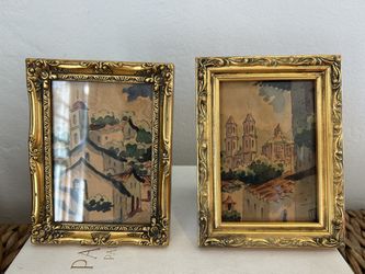 Vintage Lot 2- Ornate Gilt Wood baroque rococo Château Paris Style Gallery Wall Table Top Art Collectible Fragmented Original Artwork Retro 