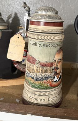 Frederic Miller Pewter Lidded Stein