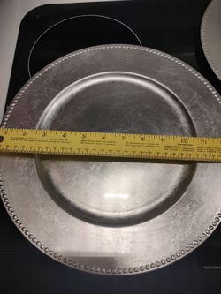 4 silver color charger plates